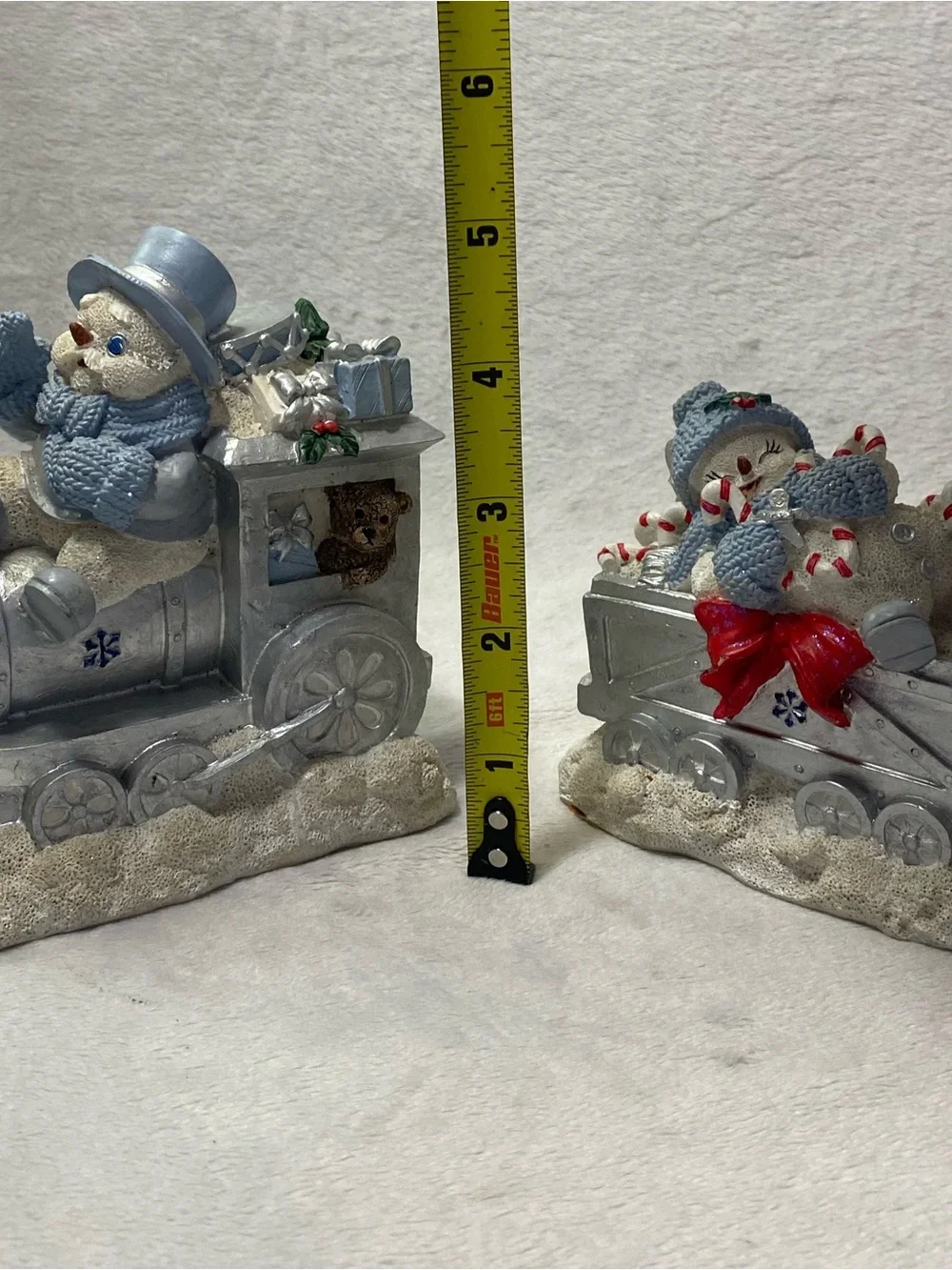 Vintage Encore Snow Buddies Set Of 2 Snowville Express Snowman Train Figurines